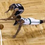 Boston, Ma- November 1, 2015- Globe Staff Photo by Stan Grossfeld-Marcus Smart of the Celtics diving for a loose ball against San Antonio. A human mop in a Celtics jersey.â??I guess you can say that, â?? says Marcus Smart with a chuckle after a recent practice. â??Iâ??ve always been a little out of control since I was a kid. Itâ??s worth it to win and although you donâ??t get a gold star or anything like that the coaches appreciate it.â??