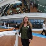 Stephanie Davidson on the deck of the Norwegian Dawn.