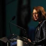 Boston, MA 042412 Abigail Johnson with Fidelity Investments received an award on behalf of the Johnson family from Greater Boston Chamber of Commerce 2012 at the Boston Convention and Exhibition Center on April 24, 2012. (Essdras M Suarez/ Globe Staff)MET