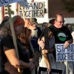 Claremont, NH - 9/12/2017 - People stand together for an Interfaith vigil, an open invitation to a Time for Reflection at Broad Street Park in Claremont. - (Barry Chin/Globe Staff), Section: Metro, Reporter: Cristella Guerra, Topic: 13claremont, LOID:8.3.3709579288.