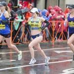 Runners approached the 24-mile marker of the 2018 Boston Marathon. 