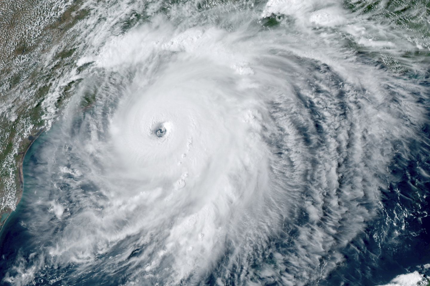 This GOES-16 satellite image taken on Aug. 26, 2020, shows Hurricane Laura over the Gulf of Mexico.