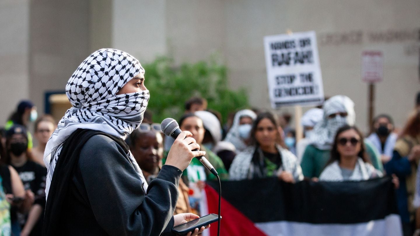 Pro-Palestinian students and supporters rallied in Washington, D.C., on May 9.