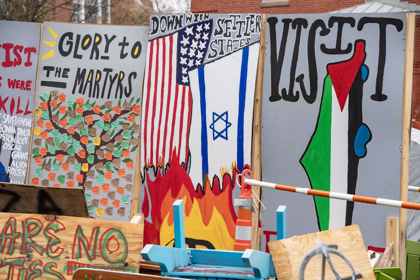 The pro-Palestinian protest encampment at Tufts University in Medford, on May 1. The weeks of demonstrations, the most sweeping and prolonged unrest to rock US college campuses since the Vietnam war protests of the 1960s and 70s, led to thousands arrests of students and other activists.