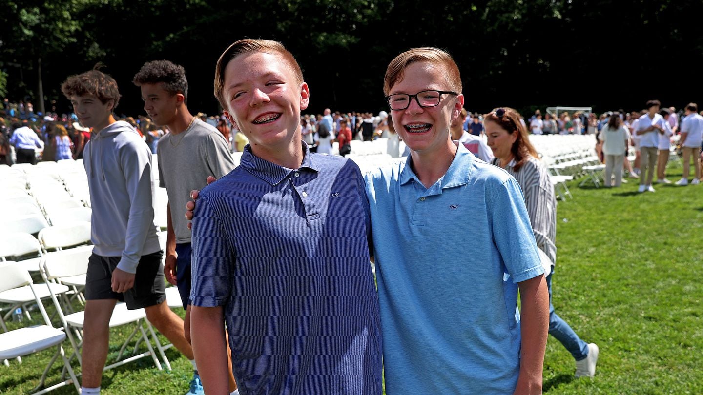 Cal  and Owen Hammerstrand were among the group of twin students graduating.