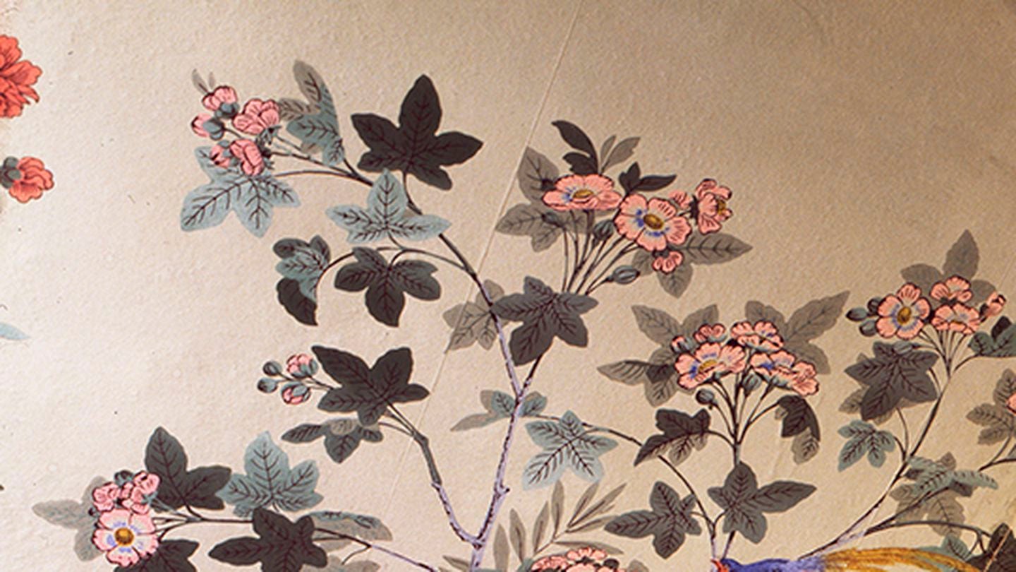 A view of wallpaper from the Beauport mansion, as part of a new exhibit accompanying a book on the history of interior design.