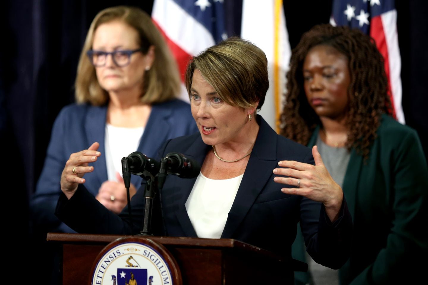 Massachusetts Governor Maura Healey declared a state of emergency to address shelter system and influx of migrants in August 2023.