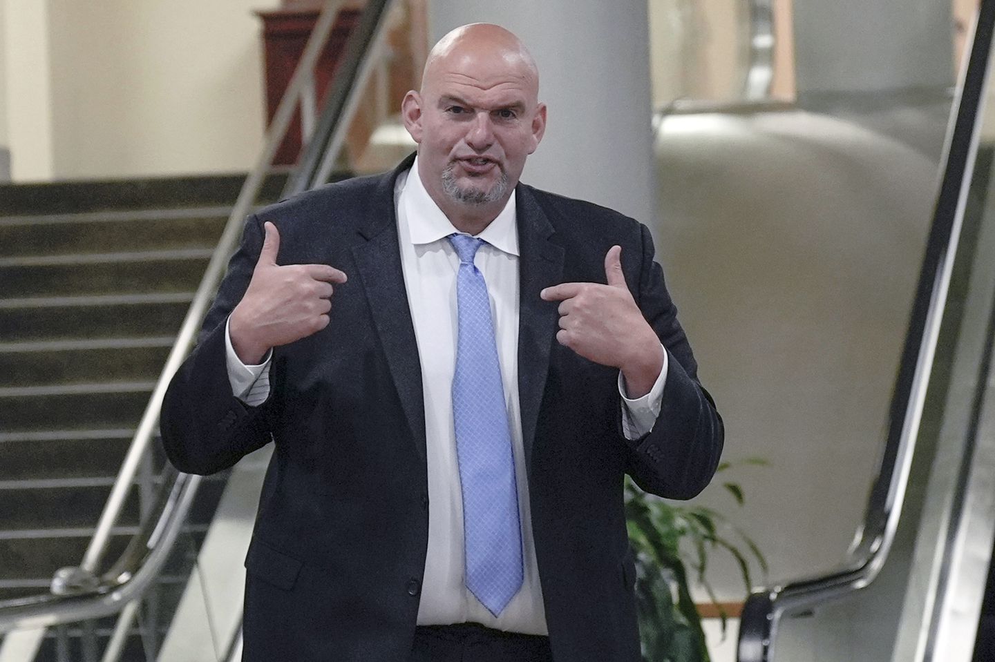 Senator John Fetterman at the Senate Subway on Capitol Hill on May 15, 2024, in Washington.