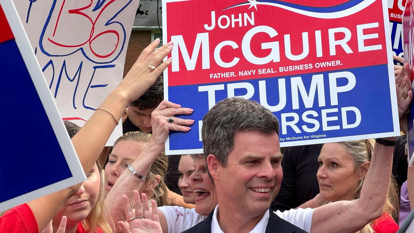 Virginia Senator John McGuire takes part at a campaign event in Charlottesville, Va., on June 5.
