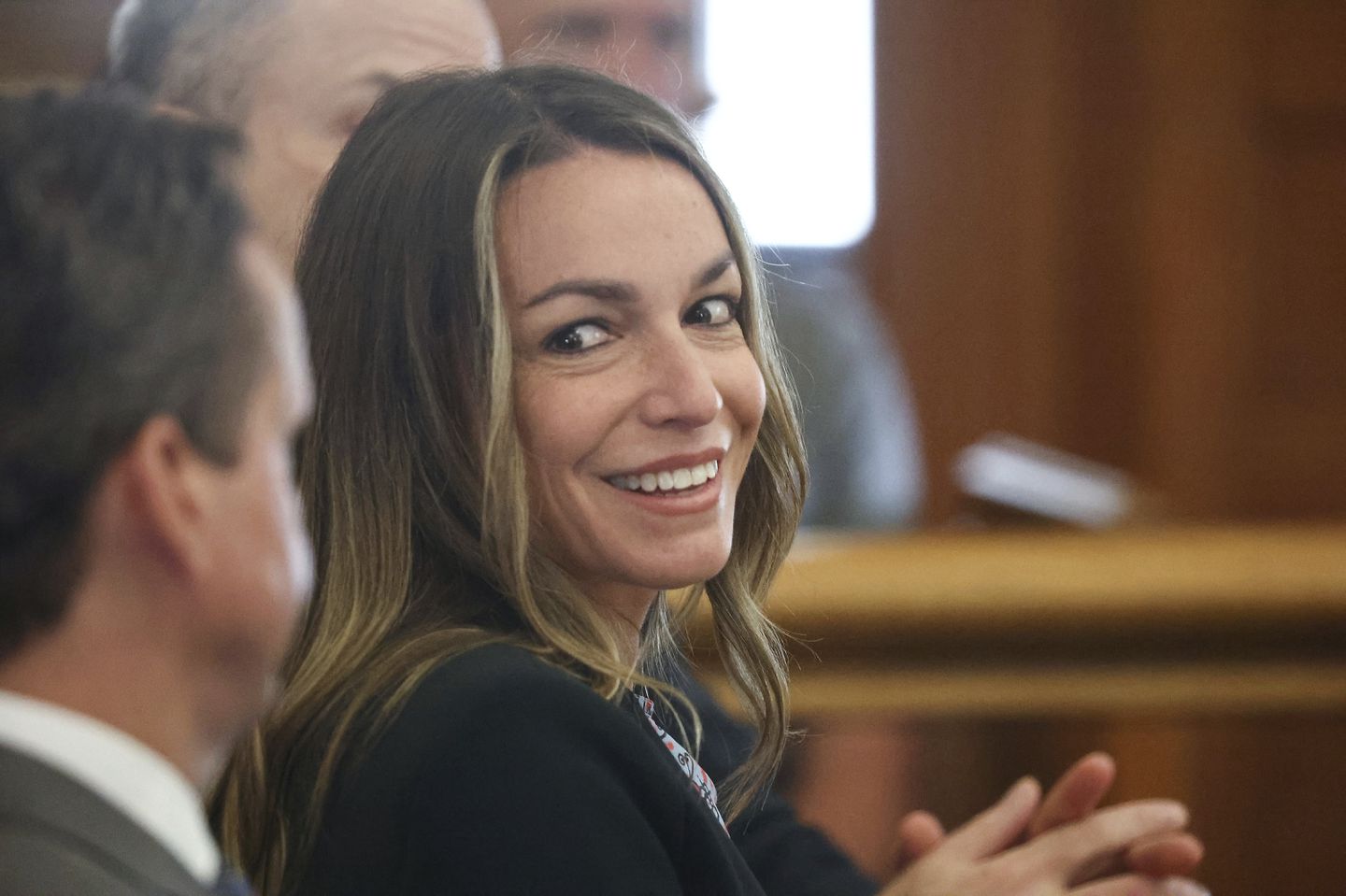 Karen Read talked with her counsel during her murder trial in Dedham.