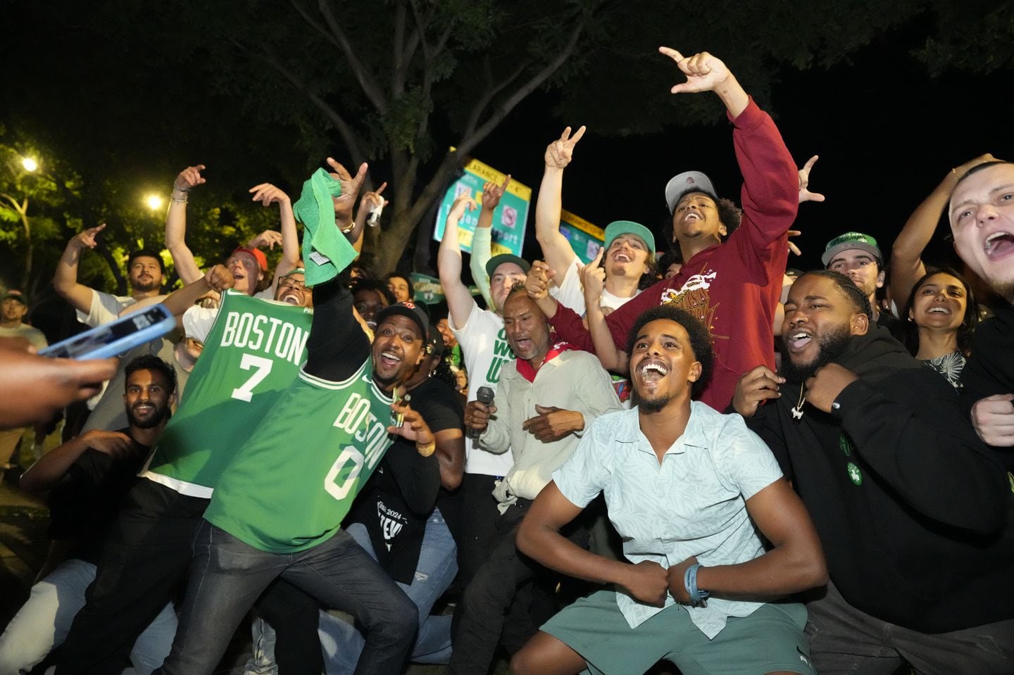 Celtics fans celebrated the team's Game 5 victory Monday night outside the TD Garden.