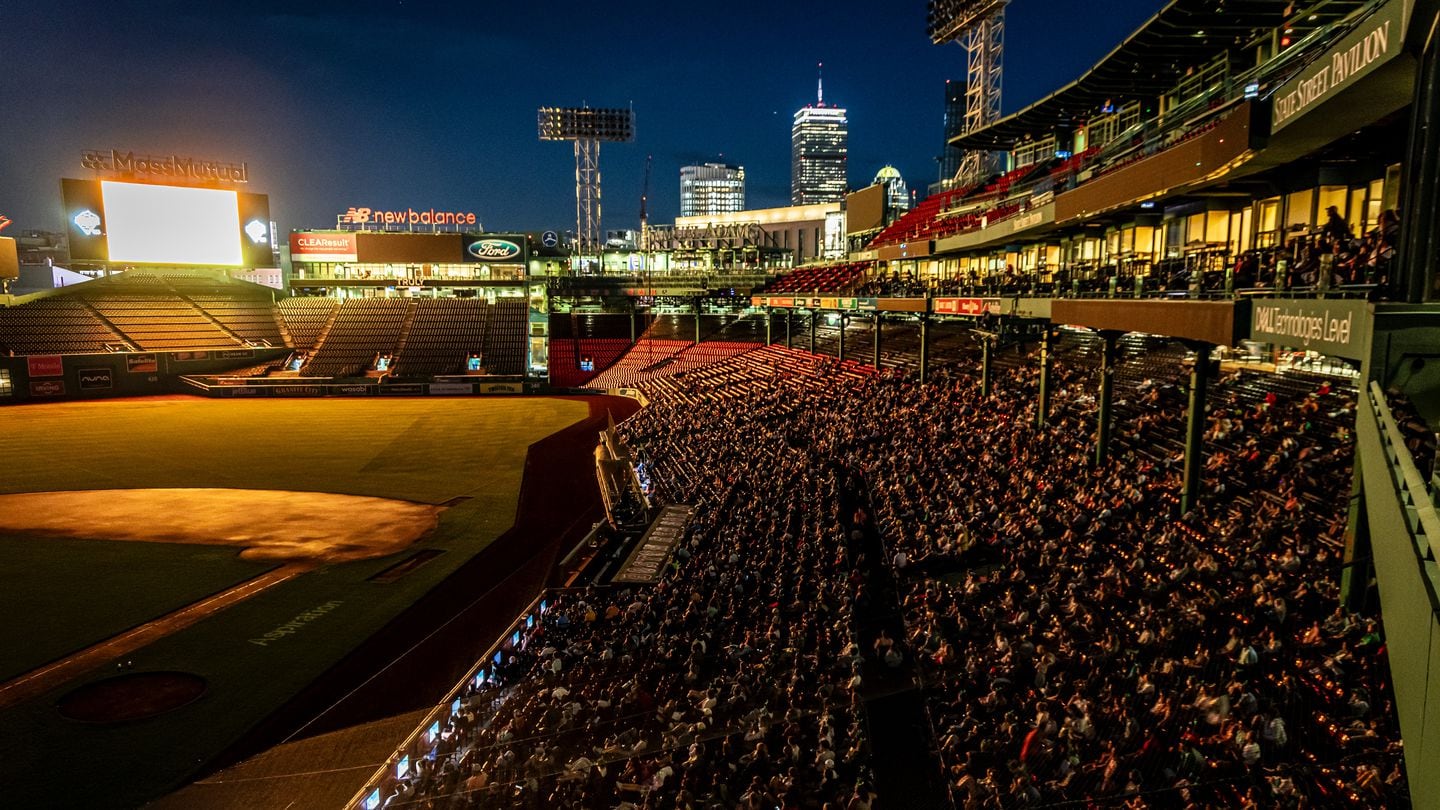 Attendees watched "Shrek" at the 2023 Movie Night at Fenway event.