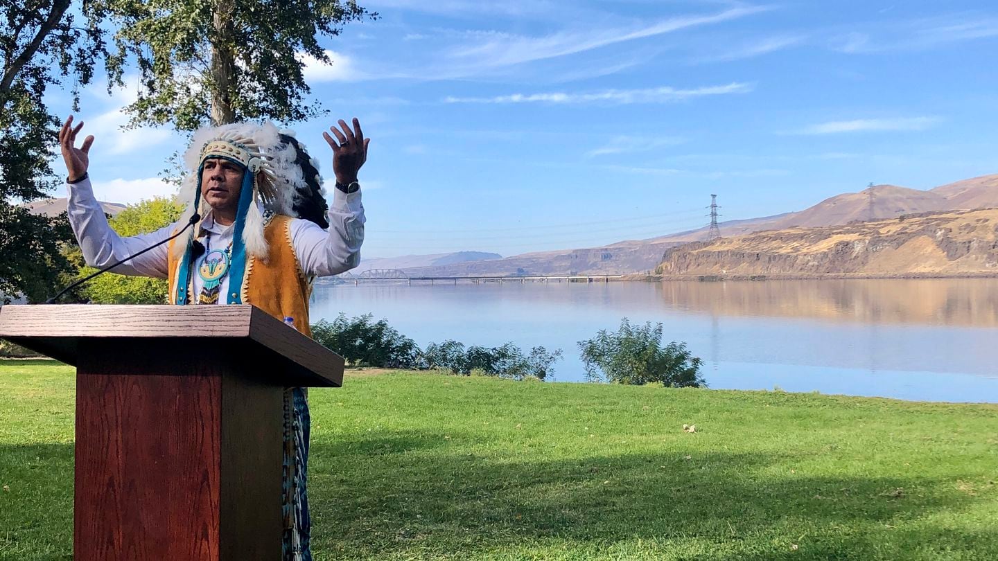 JoDe Goudy, chair of the Yakama Nation, pictured near the Columbia River in The Dalles, Oregon, on  Oct. 14, 2019. On Tuesday, the Biden administration acknowledged, for the first time, the harms that federal dams in the Columbia and Snake rivers in the Pacific Northwest have caused Native American tribes.