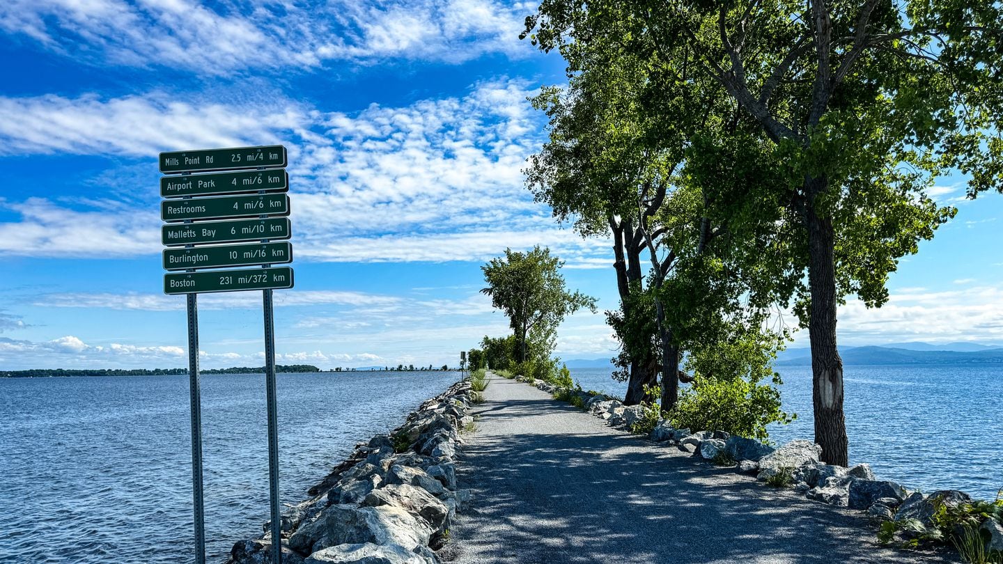 A three-mile portion of the Island Line Trail in Burlington, Vt., stretches over Lake Champlain.