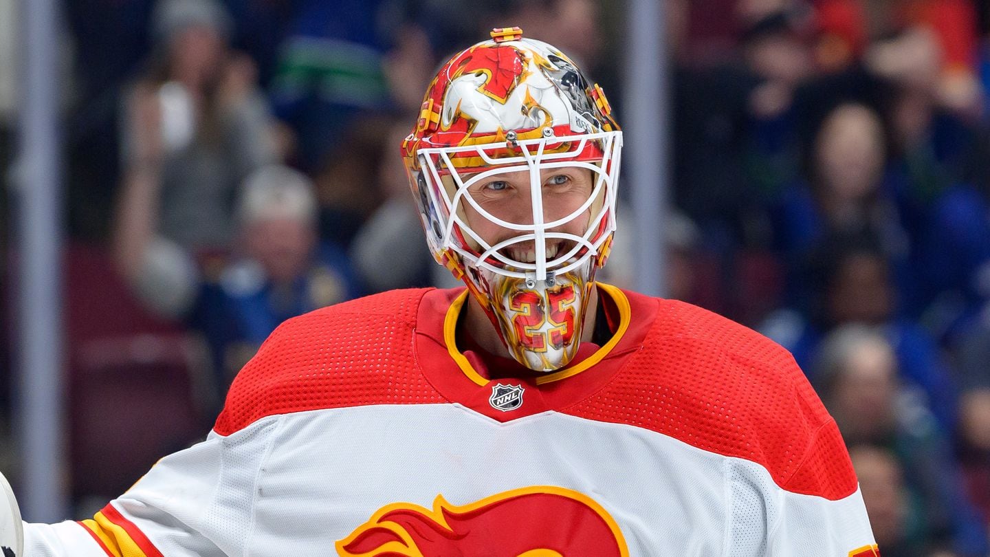 Jacob Markstrom, shown in March, went 23-23-2 for the Flames last season, his 2.78	goals-against average ranking 20th.