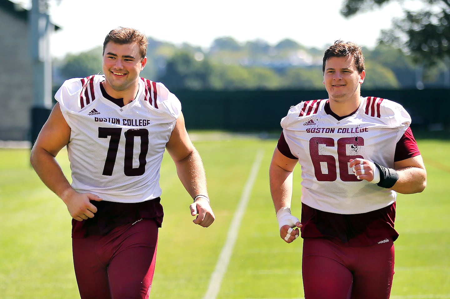 Norwell natives Ozzy Trapilo and Drew Kendall are both team captains on the Boston College offensive line, but that's hardly the end of their similarities.