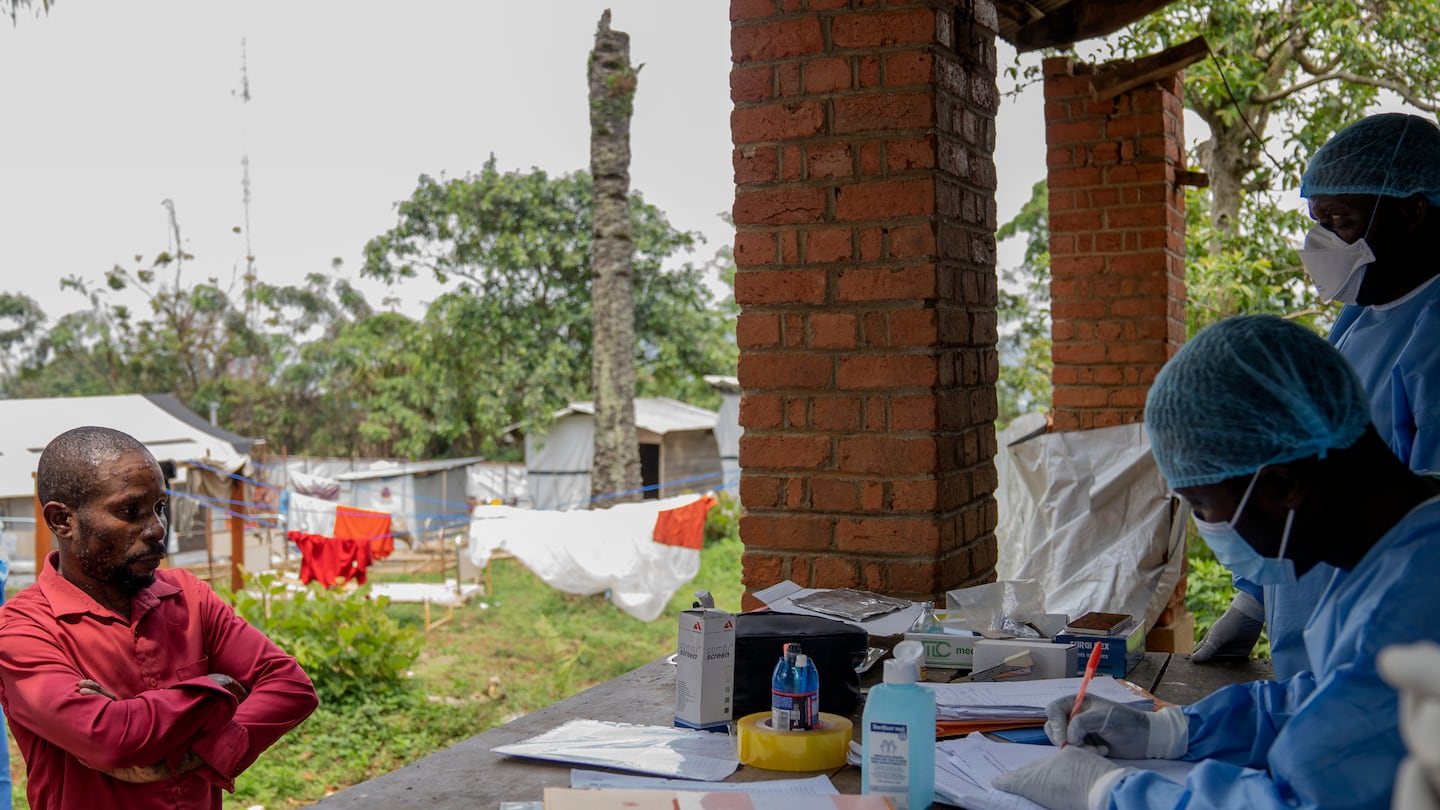 Nurse attends to man suffering from mpox at the Kamituga General Hospital in South Kivu Congo, Wednesday, Sept. 4, 2024.