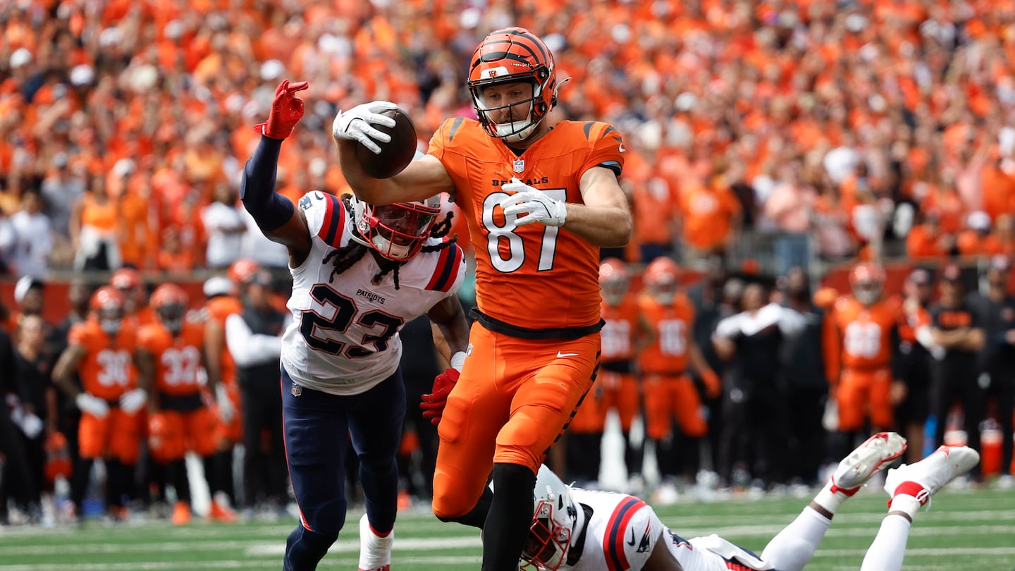 Kyle Dugger stripped tight end Tanner Hudson near the goal line, forcing one of two Bengals' turnovers.