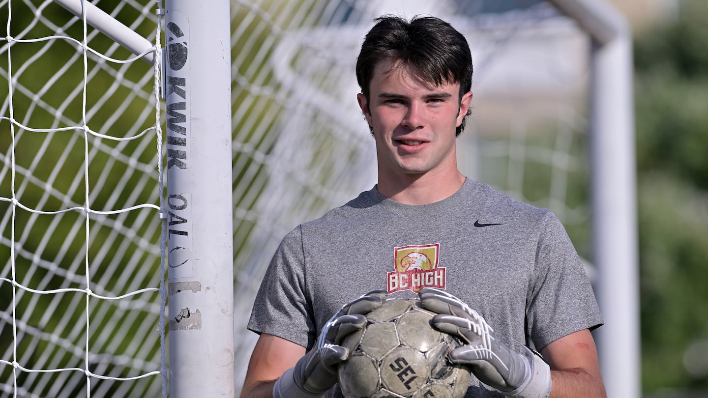 “What I like about being a goalie is you can’t mess up. The impact of a mistake is heavy. Everything is always on the line when the opposing team lines up to take a shot. That’s what draws me in and keeps me playing.” — JAKE McCONVILLE, BC High goalie