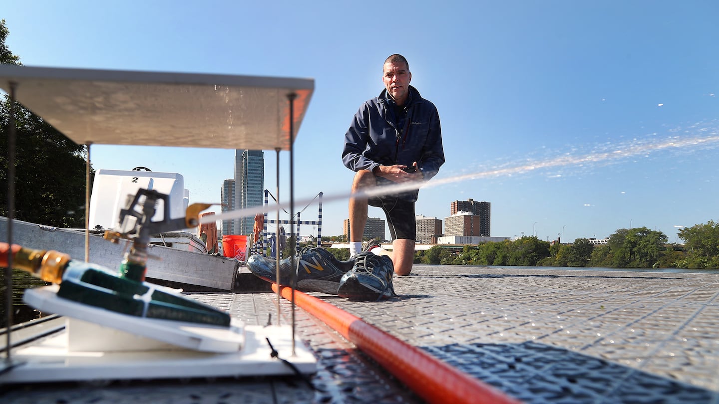 Avid rower and retired engineer Andy Roy has built an AI system that keeps Canada geese off the Riverside Boat Club dock. He watches one of the lawn sprinklers on the dock which turn on when a camera mounted on the boathouse detects geese.