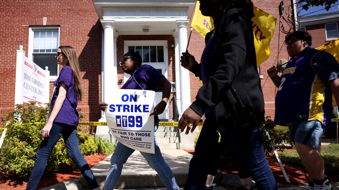 Members of SEIU 1199NE walked the picket line in front of The Groden Center in Providence, R.I.