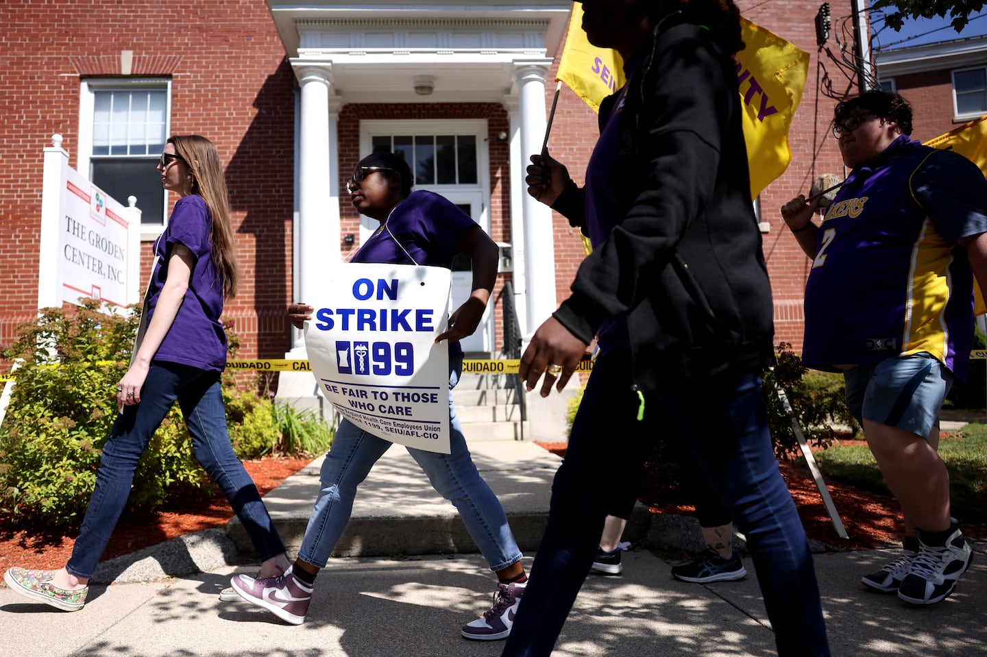 Members of SEIU 1199NE walked the picket line in front of The Groden Center in Providence, R.I.