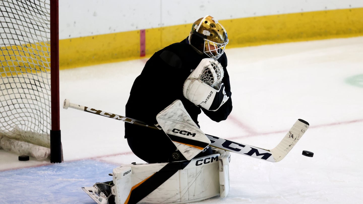 The pucks were flying at goalie hopeful Ryan Bischel at Bruins rookie camp Wednesday.