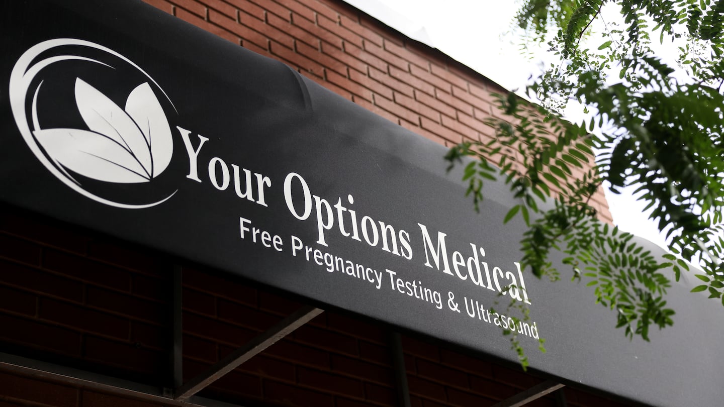 The awning outside of Your Options Medical in Revere in 2022. Crisis pregnancy centers are trying to beat back the criticism they’re facing from Governor Maura Healey and other state officials.