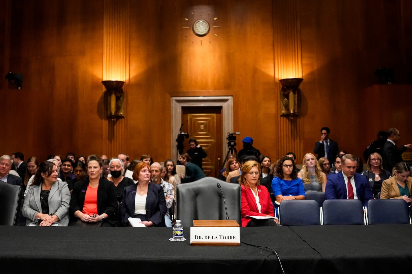 The chair intended for Steward Health Care System Chief Executive Officer, Dr. Ralph de la Torre, who did not show up during the U.S. Senate Committee on Health, Education, Labor, & Pensions in Washington.