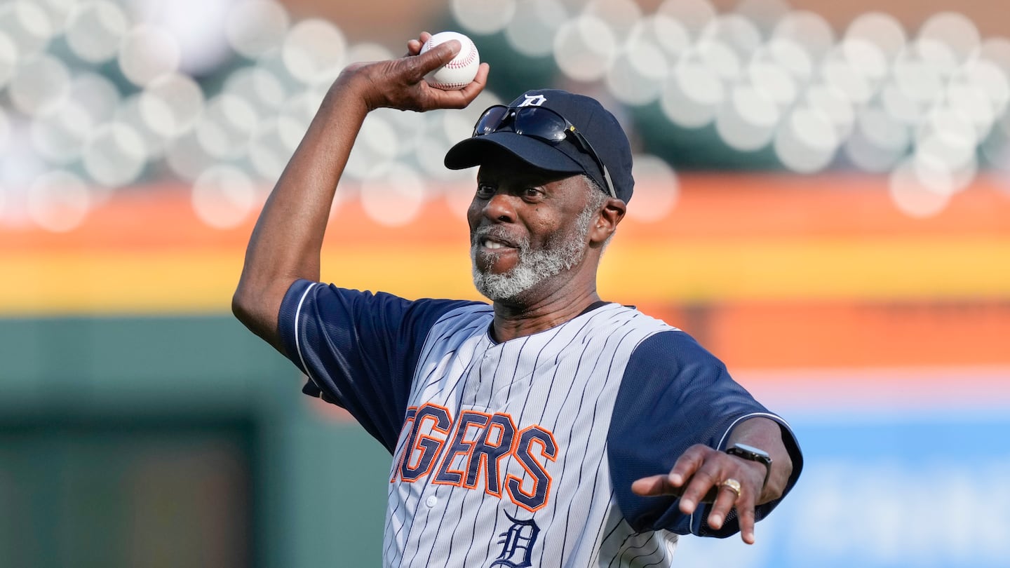 Mr. Harden threw the ceremonial first pitch before a Detroit Tigers and Kansas City Royals game at Comerica Park in Detroit in 2023.