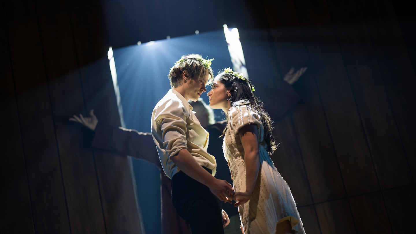 Rudy Pankow as Romeo and Emilia Suárez as Juliet in ART’s "Romeo and Juliet."