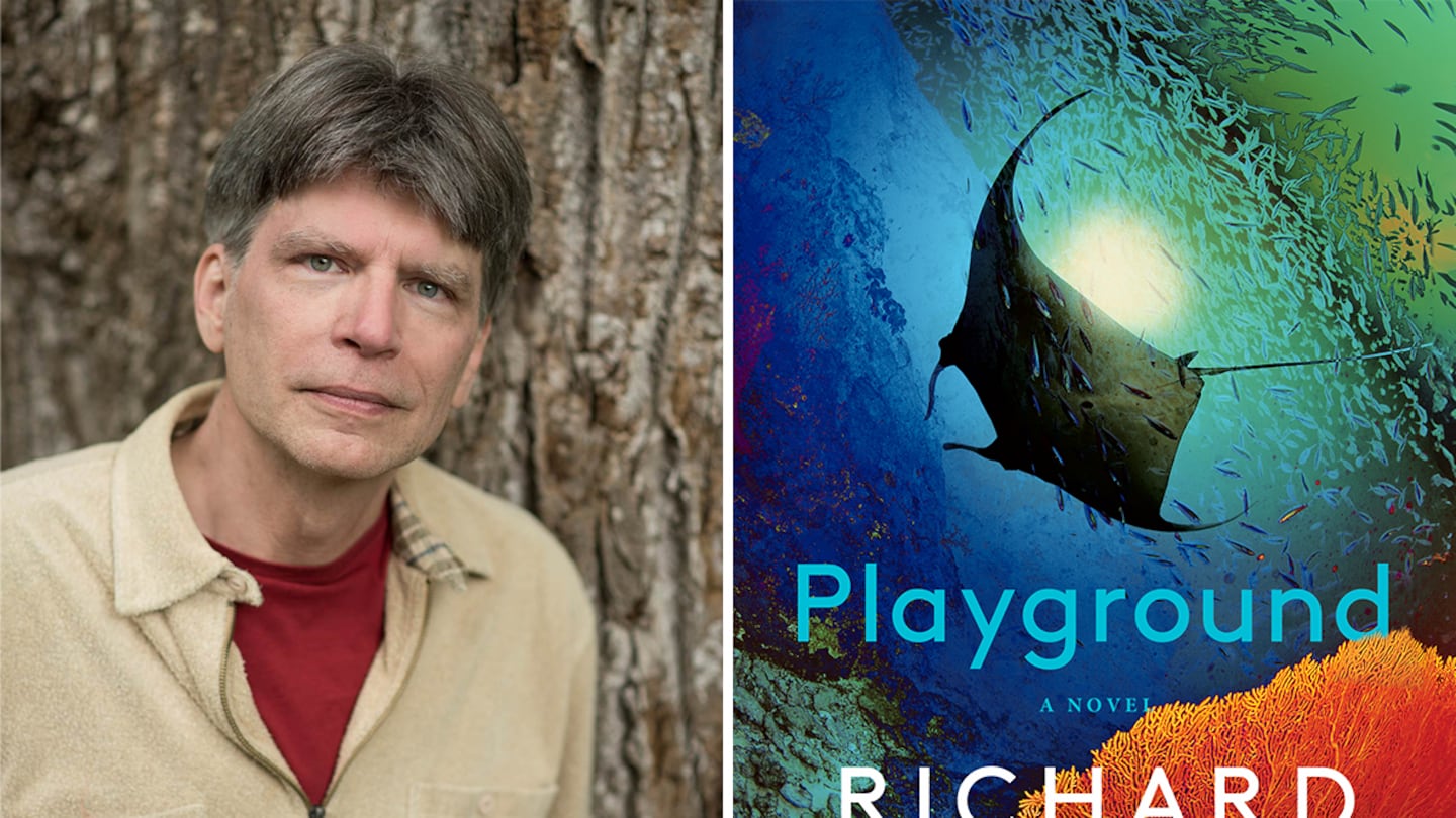 Richard Powers and the cover to “Playground.”