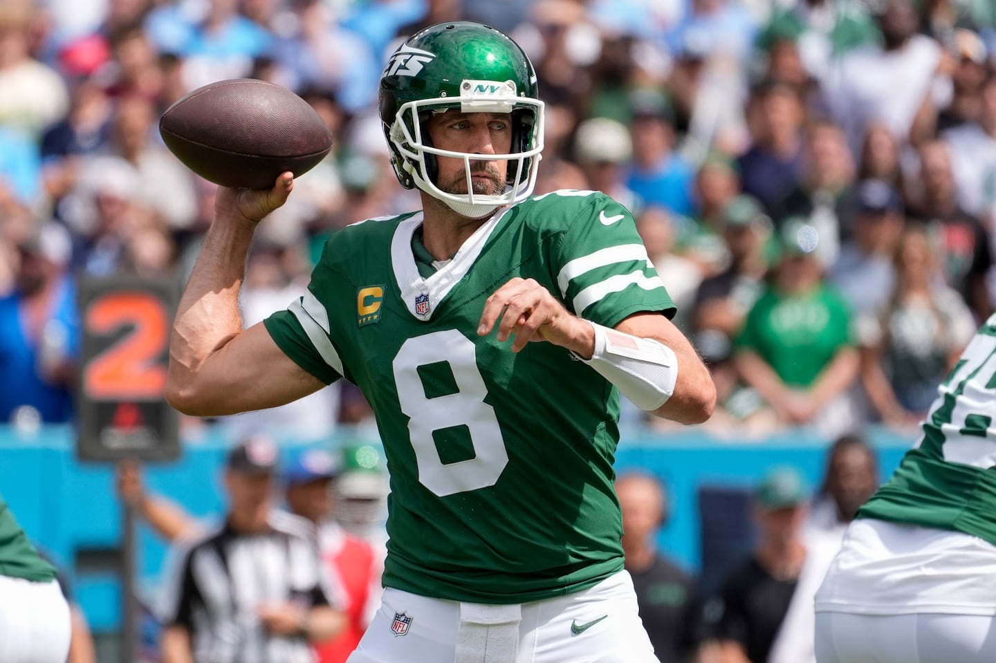 Aaron Rodgers's statistics were fairly modest in Week 2 against the Titans, but he did lead the Jets on a winning fourth-quarter touchdown drive.