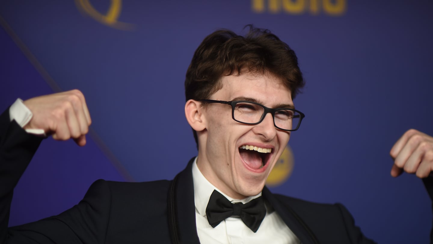 Stephen Nedoroscik arrives at the 76th Primetime Emmy Awards on Sunday, Sept. 15, 2024, at the Peacock Theater in Los Angeles. (Photo by Richard Shotwell/Invision/AP)