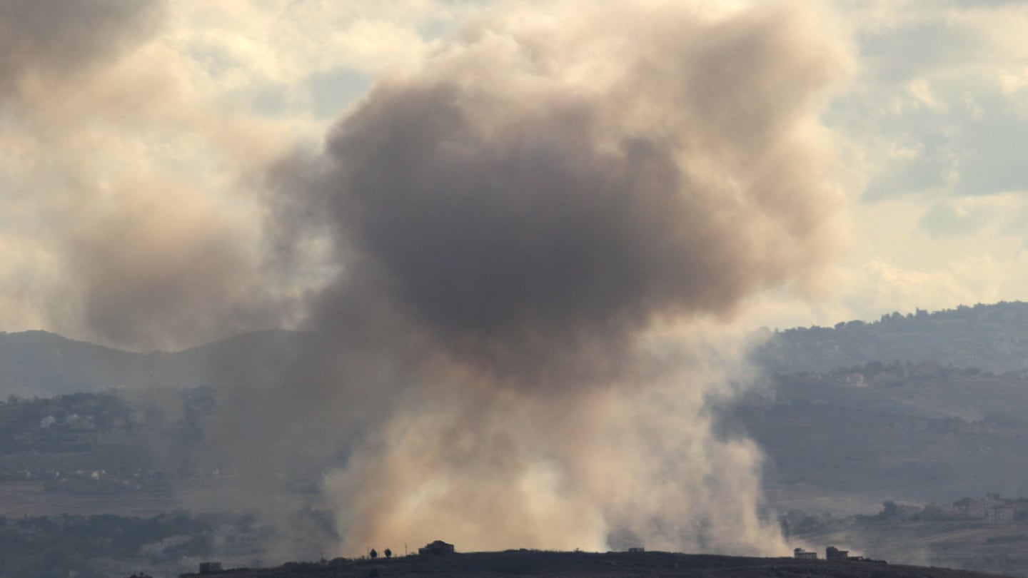 Smoke billowed from the site of an Israeli strike that targeted the southern Lebanese border area of Bani Hayyan on Thursday.