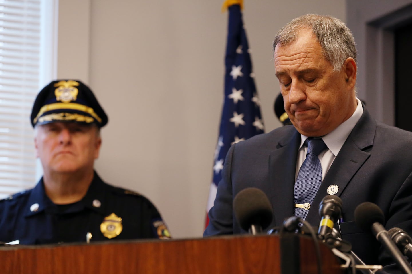 Bristol District Attorney Thomas M. Quinn III spoke at a 2019 press conference in Dighton.