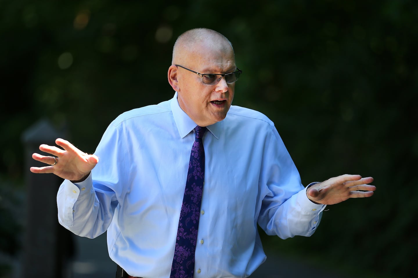 Methuen Mayor Neil Perry speaks at a reception at Methuen City Hall on July 29, 2020.