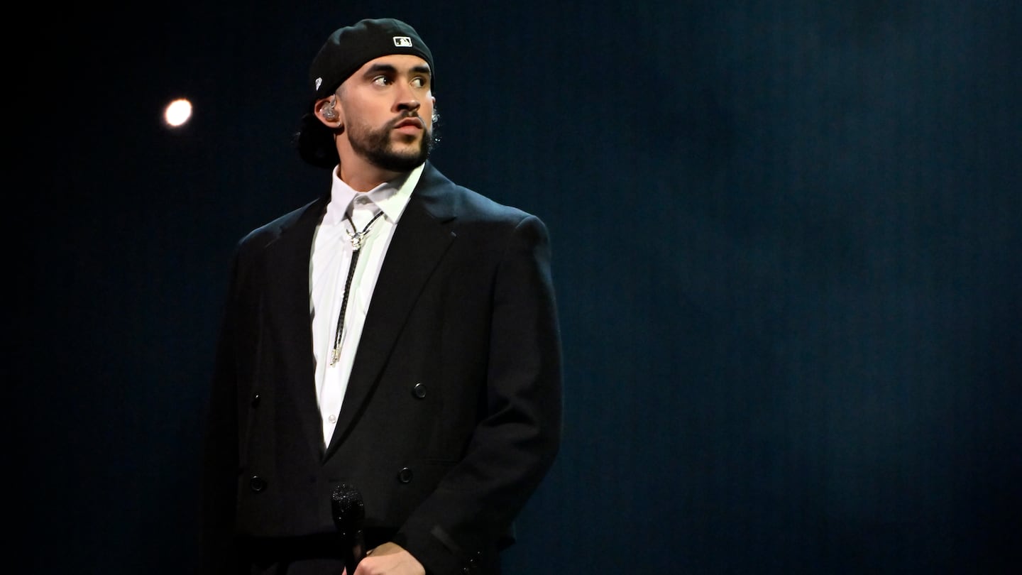 Bad Bunny performs during a stop of the Most Wanted Tour at T-Mobile Arena on February 23, 2024 in Las Vegas, Nevada.