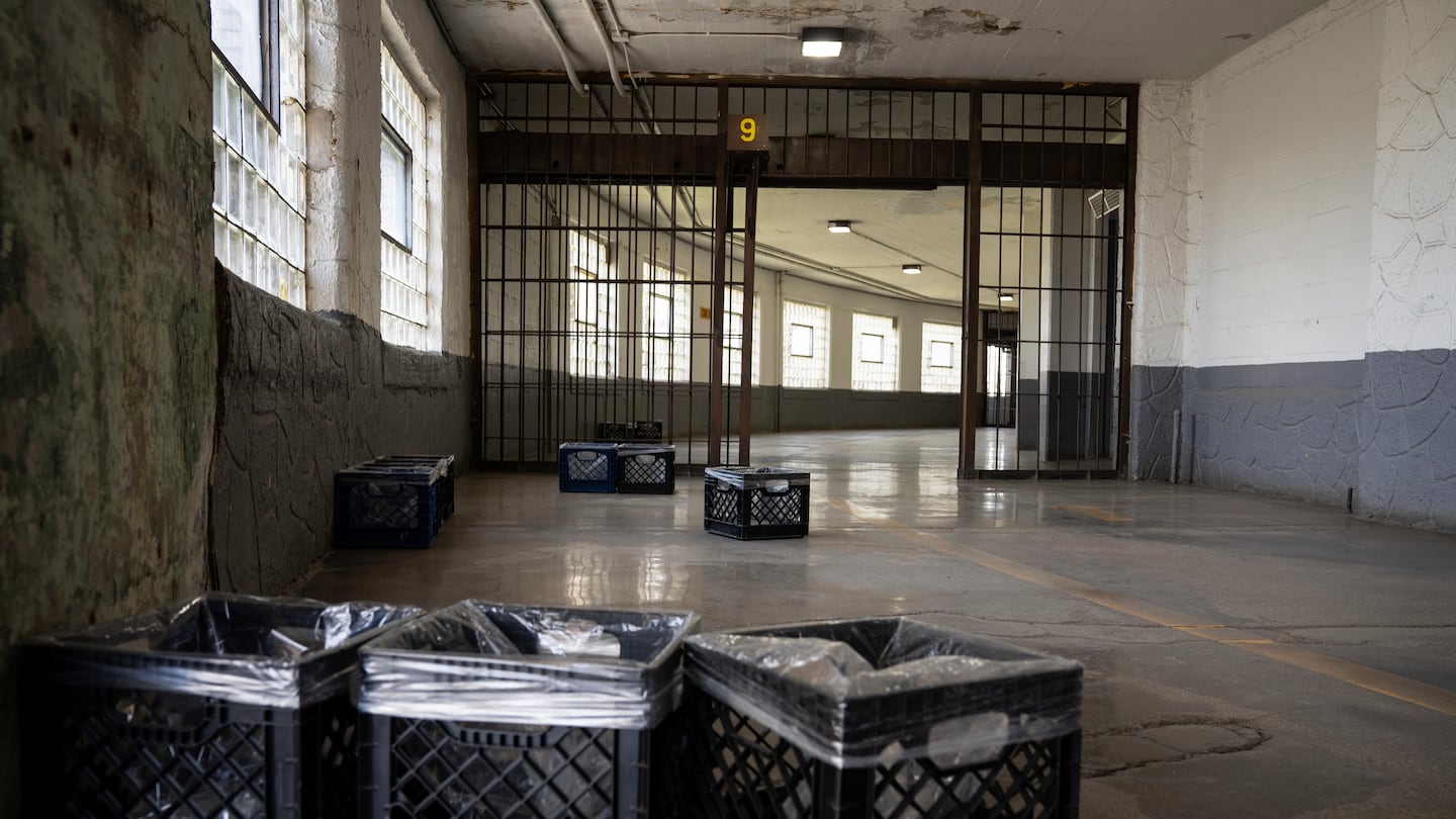 A leaking roof at the Stateville Correctional Center in Crest Hill, Ill., on June 22.