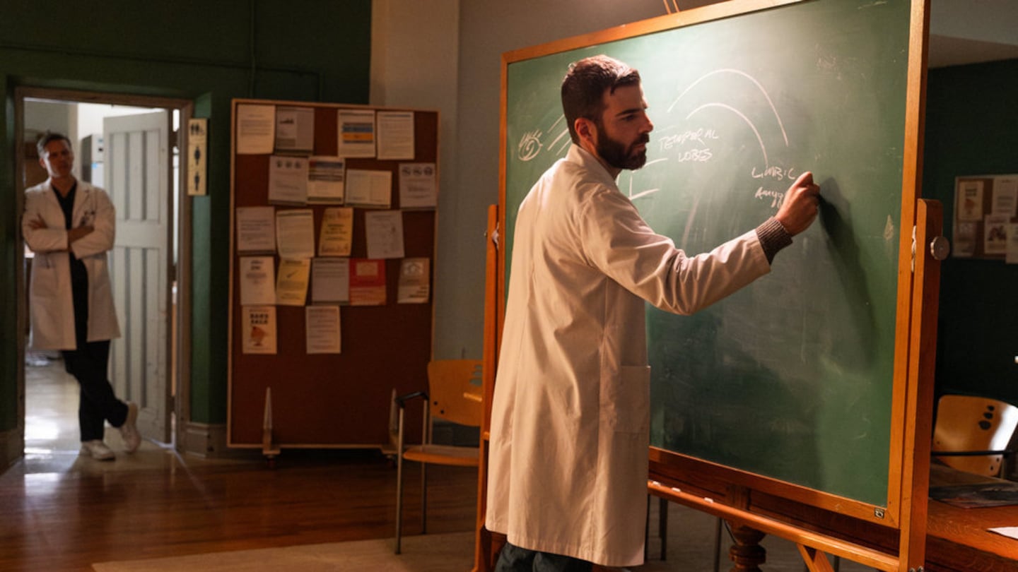 From left: Teddy Sears as Dr. Josh Nichols and Zachary Quinto as Dr. Oliver Wolf on NBC's "Brilliant Minds."