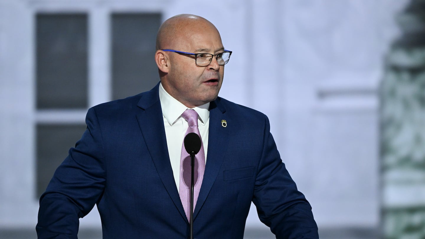 Sean O’Brien, President of the International Brotherhood of Teamsters, speaks at the Republican National Convention in July.