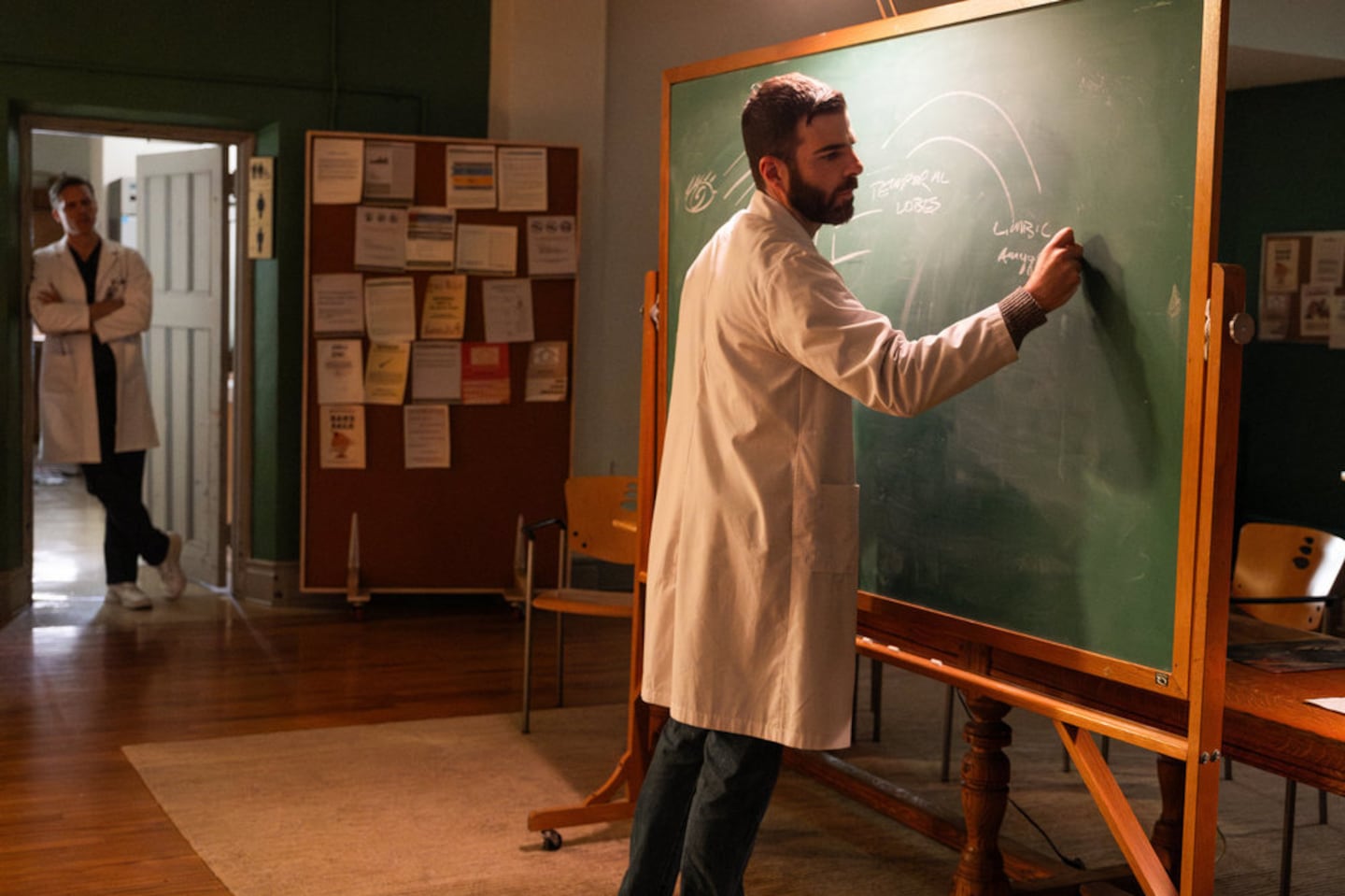 From left: Teddy Sears as Dr. Josh Nichols and Zachary Quinto as Dr. Oliver Wolf on NBC's "Brilliant Minds."