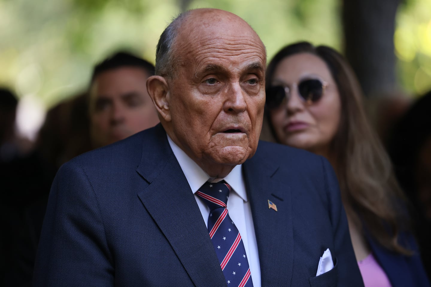 Former New York City Mayor Rudy Giuliani, attends the 9/11 Memorial ceremony on the 23rd anniversary of the Sept. 11, 2001 terror attacks, Wednesday, Sept. 11, 2024, in New York.