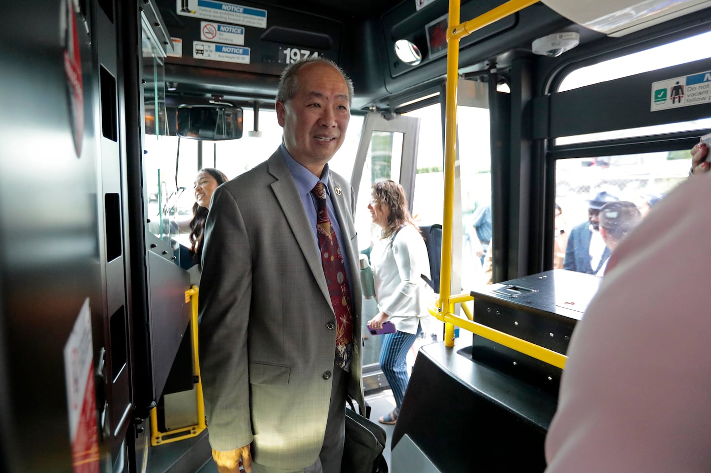 MBTA General Manager Phillip took the MBTA 111 bus from Chelsea to work with other officials last August.