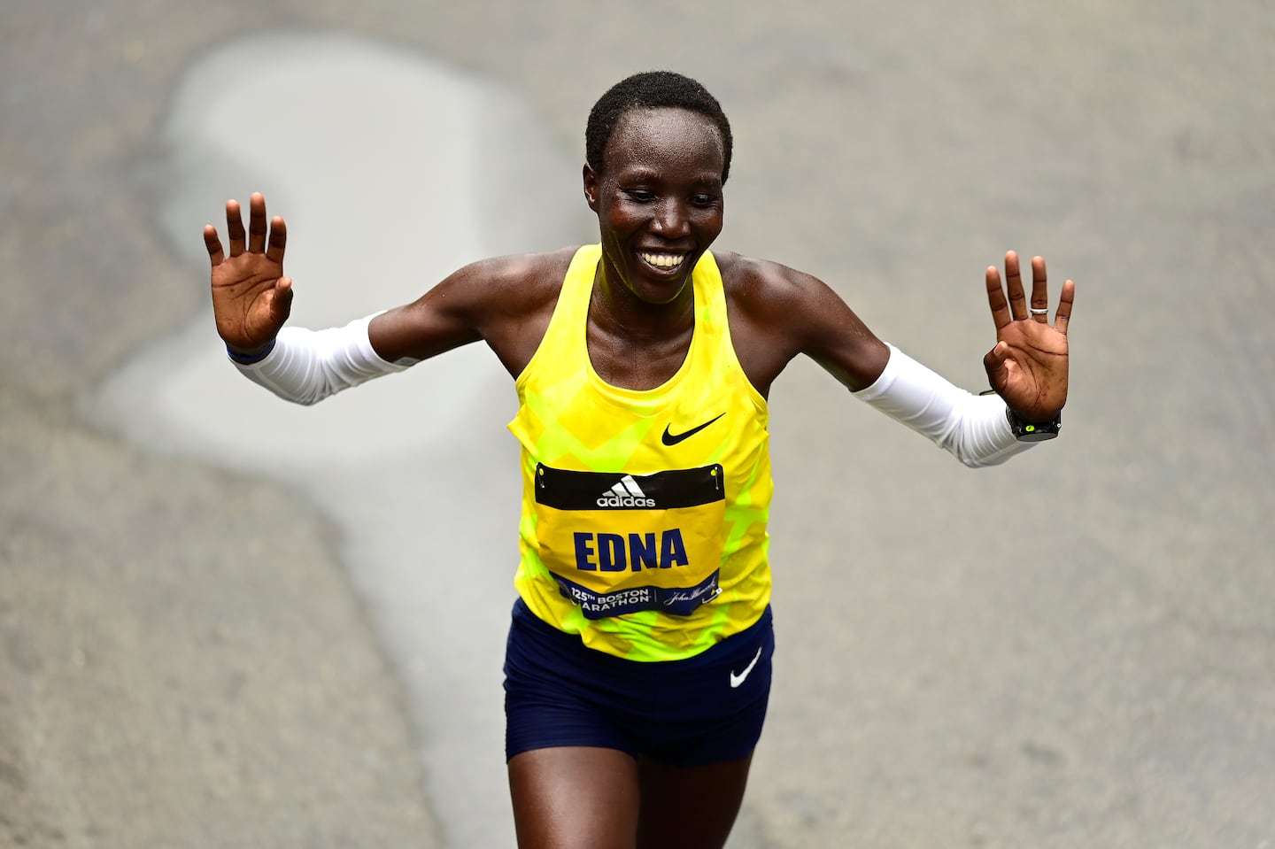 Edna Kiplagat, shown at the 2021 Boston Marathon, was named the winner of the Beach to Beacon 10K road race after the Aug. 3 winner, fellow Kenyan Faith Chepkoech, was disqualified after failing a drug test.