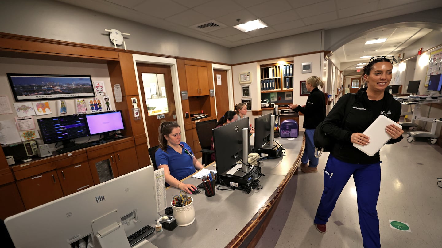 The nurses station at the Cardiomyopathy Center in the Tufts medical building in Boston on June 20,2024.