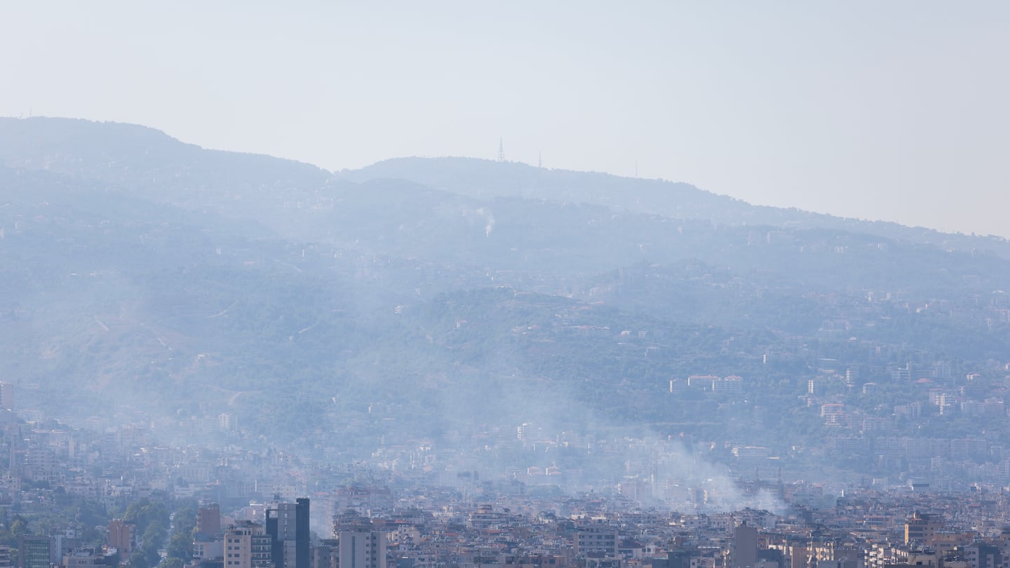 Smoke rises from Israeli airstrike locations on Sept. 29 in the southern suburbs of Beirut, Lebanon.