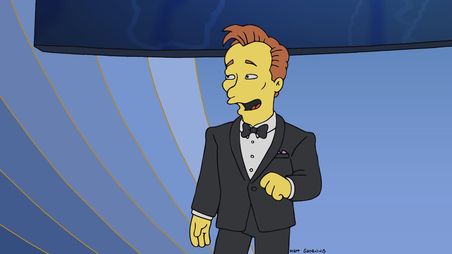 Conan O'Brien returned to "The Simpsons" in animated form Sunday night.