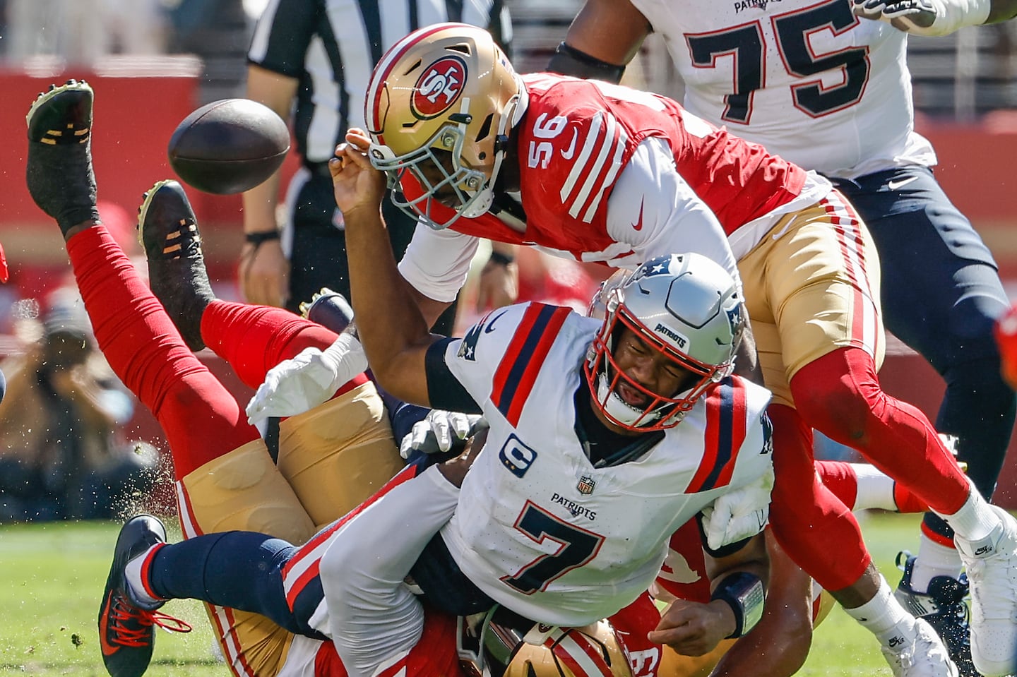 Jacoby Brissett was sacked six times on Sunday.