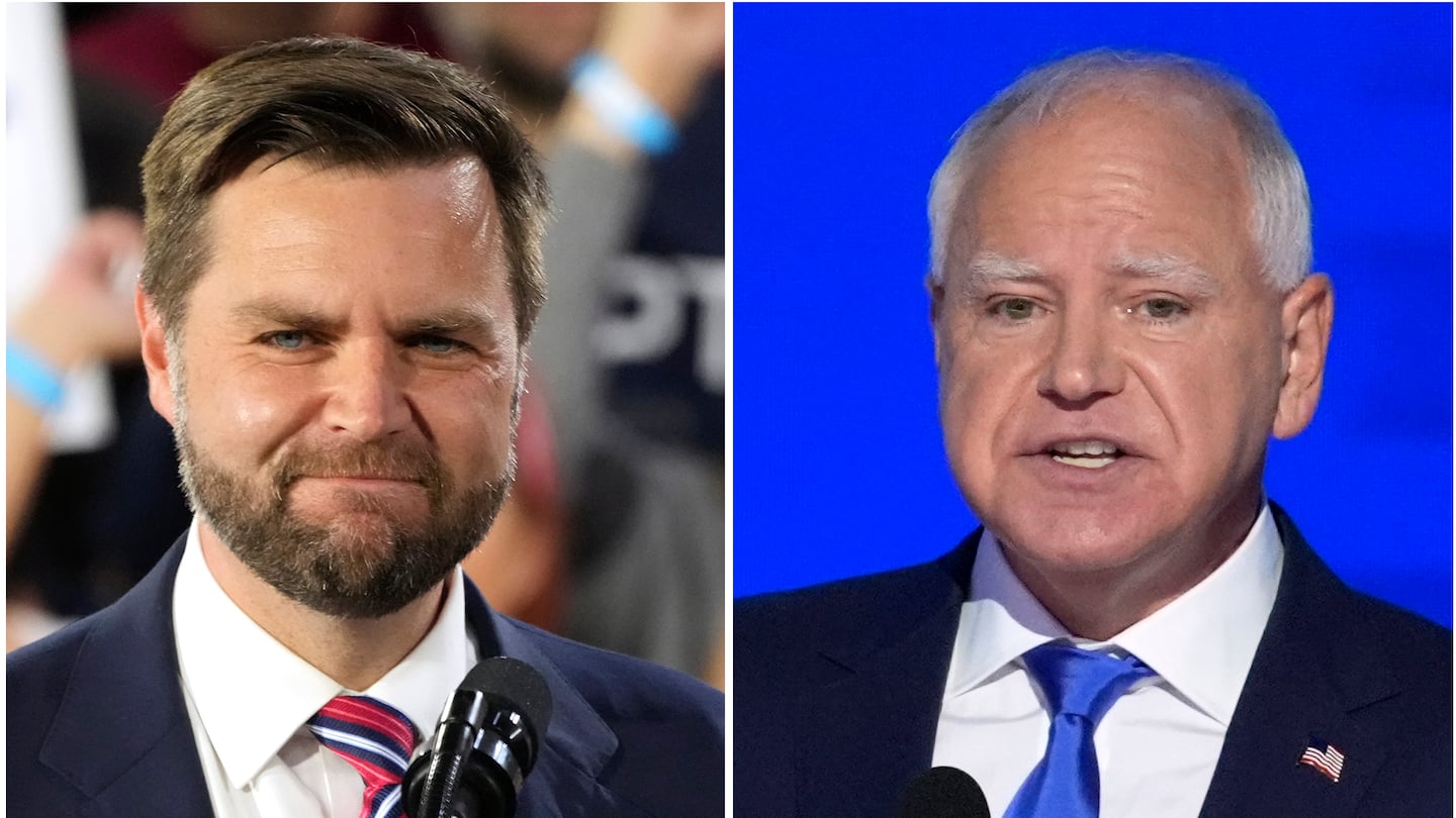 Republican vice-presidential nominee Senator JD Vance, R-Ohio, left, and Democratic vice-presidential candidate Minnesota Governor Tim Walz.